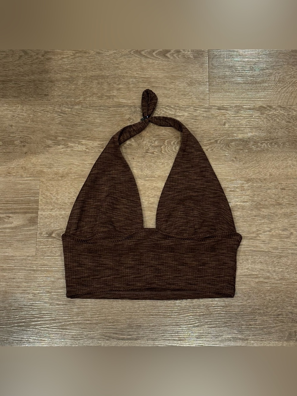Brown Halter Crop Top - Women